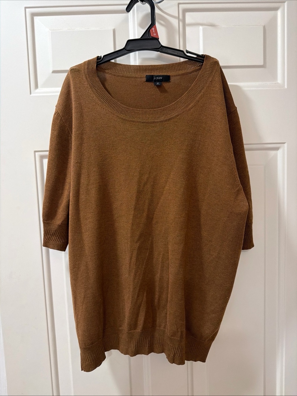 J.Crew Women's Short Sleeve Crewneck Brown Linen Blend Sweater Sz Medium